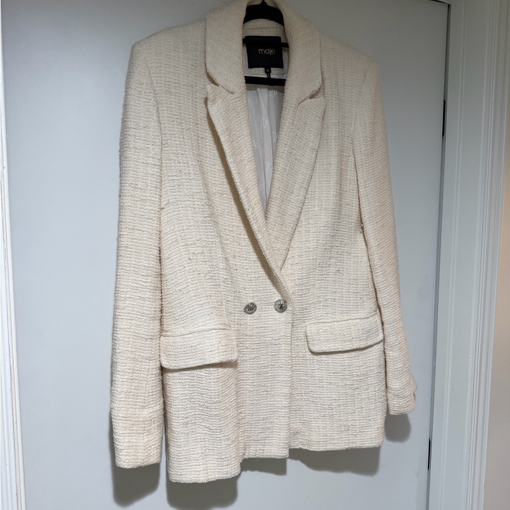 maje Vileno Tweed Longline Blazer Women's 42 EU (fits US 10)